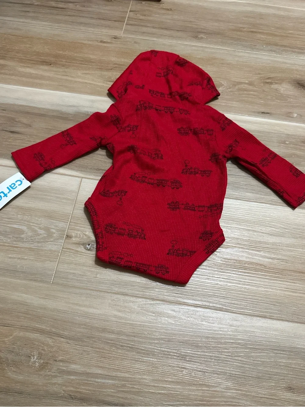 NWT Carter’s thermal waffle hooded long sleeve onesie